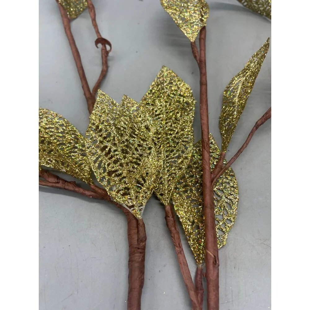 Christmas decor set of 3 gold embellished bling shine artificial branches READ